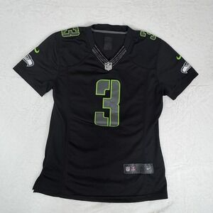 Seattle Seahawks Russell Wilson 3 Jersey Black Neon Green Mens Small